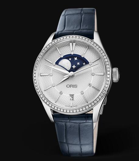 Oris Artelier Grande Lune Date Diamonds 36mm Replica Watch 01 763 7723 4951-07 5 18 66FC